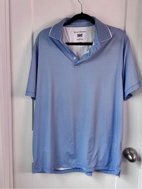 Hickey Freeman Golf Polo Shirt Men’s Large Blue Geometric Performance